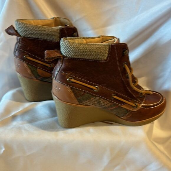 SPERRY top-siders Bailey brown leather wedge leather laces - Picture 5 of 12